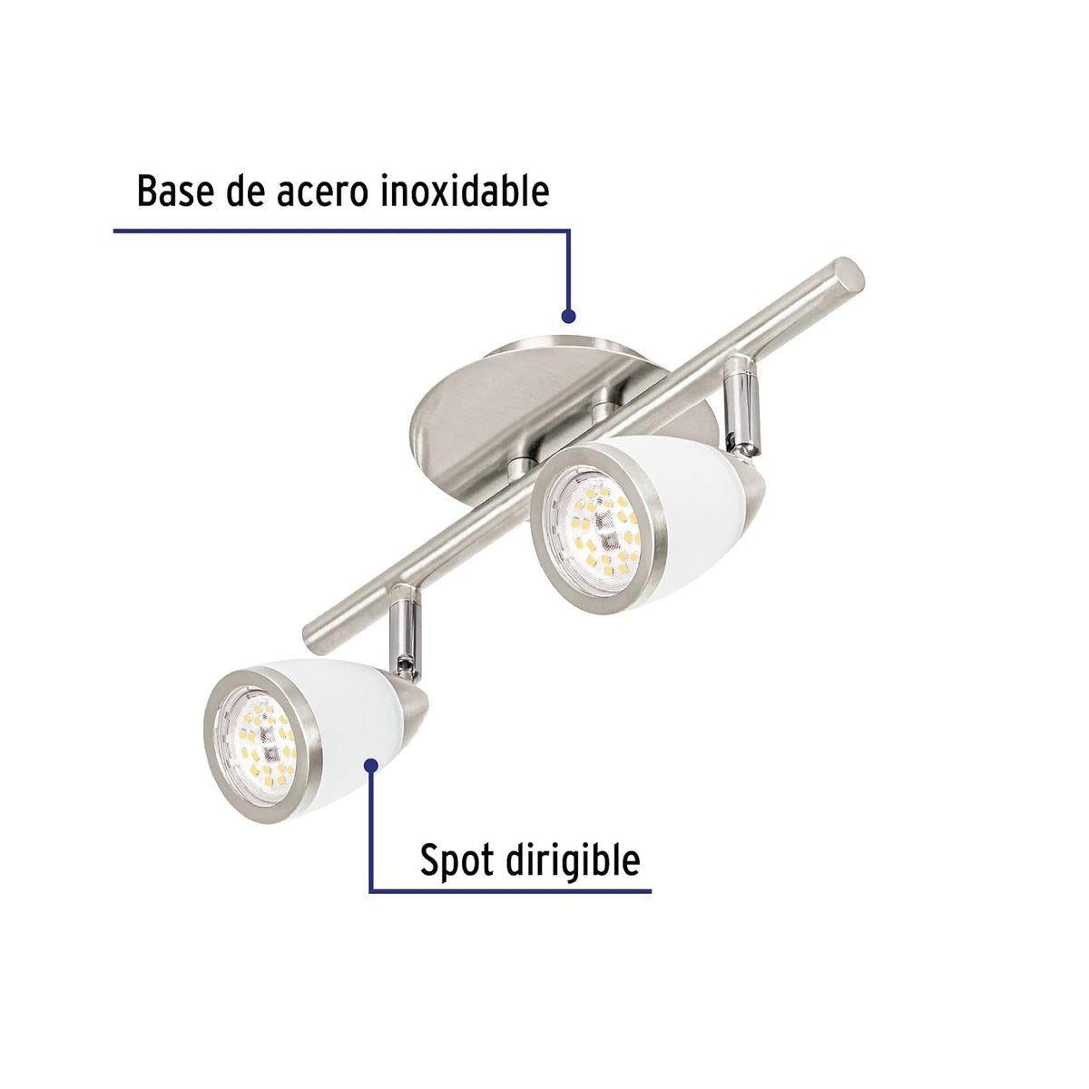 Volteck Lait SOB-312S, Luminario de sobreponer 2 spots base GU10, Verona