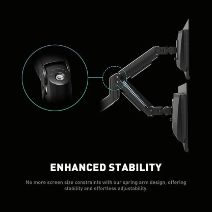 MSI mag MT201 - Brazo de Soporte de Monitor único de Alta Resistencia, soporta Pantallas de 17-49 Pulgadas y 44 Libras, Compatible con VESA, Montaje asistido por Resorte Ajustable, Abrazadera y Ojal,
