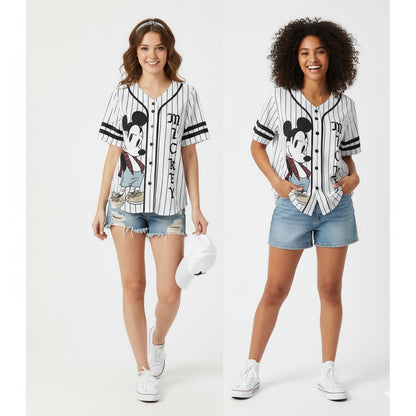 Disney - Playera de béisbol clásica con Botones para Mujer