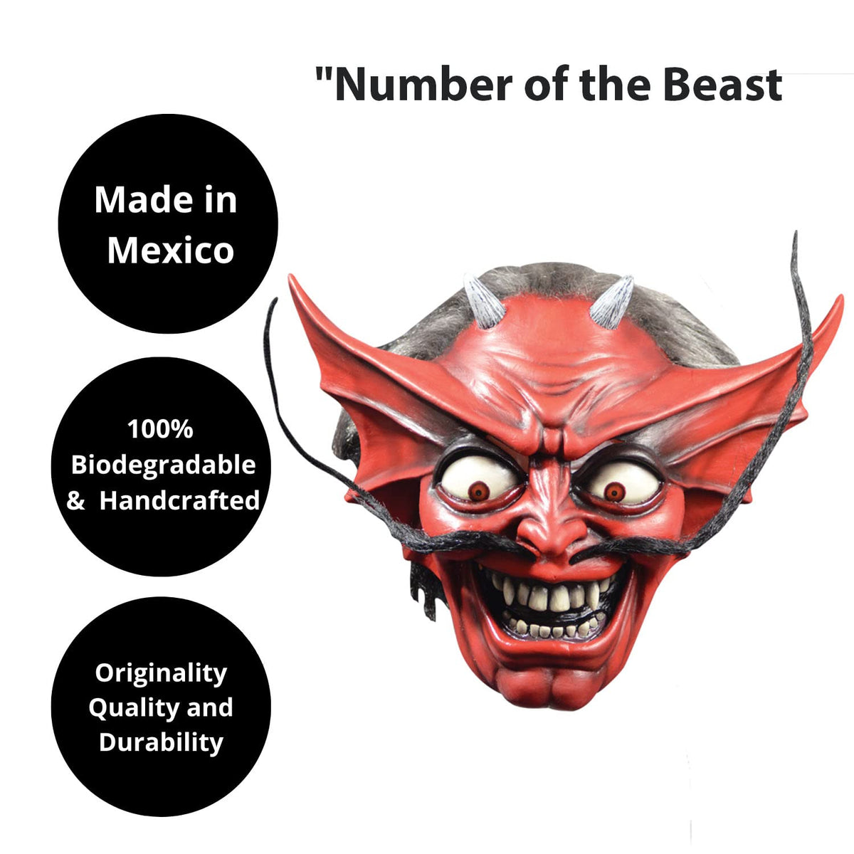REV Number of the Beast Devil, Máscara Original de la Banda de Iron Maiden, Máscaras Oficiales del Album y de la Canción de Number of the Beast Ideal para Halloween
