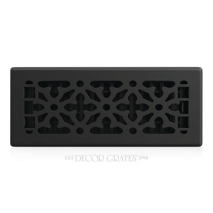 Decor Grates AGH412-BLK Registro de suelo gótico, 4 x 12 pulgadas, negro texturizado