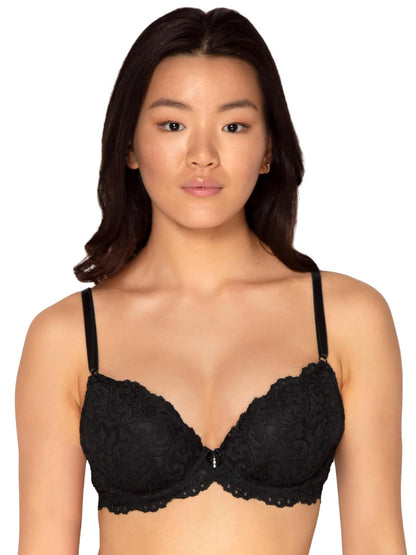 Smart & Sexy Women's Signature Lace Push-Up Bra, White, 40D - 38DD - negro tono