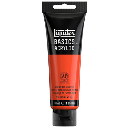 Liquitex Basics Pintura Acrílica, Tubo de 4 oz - Rojo (Cadmium Red Light Hue 510) - Tubo de 4 oz