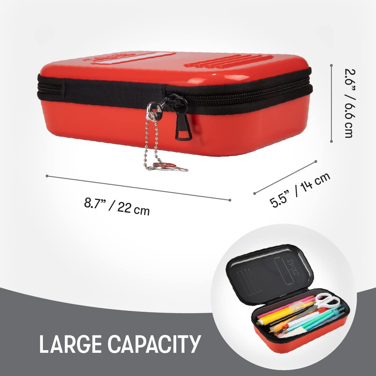ZIPIT Cerradura Estuche para lápices para niños | Estuche de gran capacidad | Estuche escolar para niñas y niños (Roja)