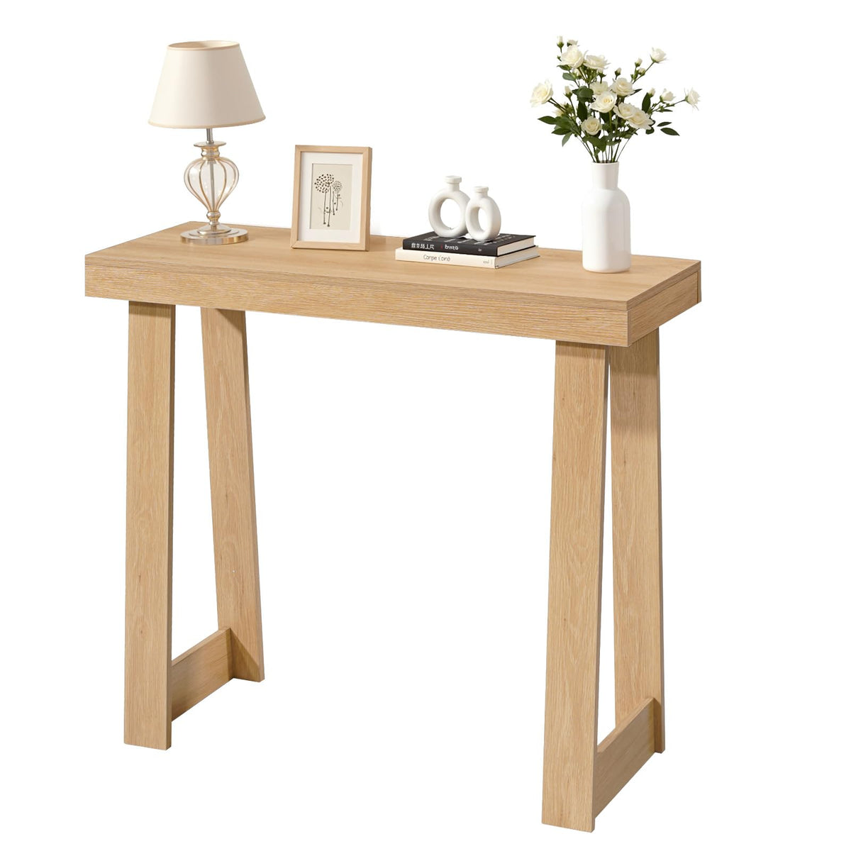 VEVOR Mesa Consola Moderna Negra, 140 x 30.5 x 81 cm, Carga 50 kg - 36 Inch - Madera natural