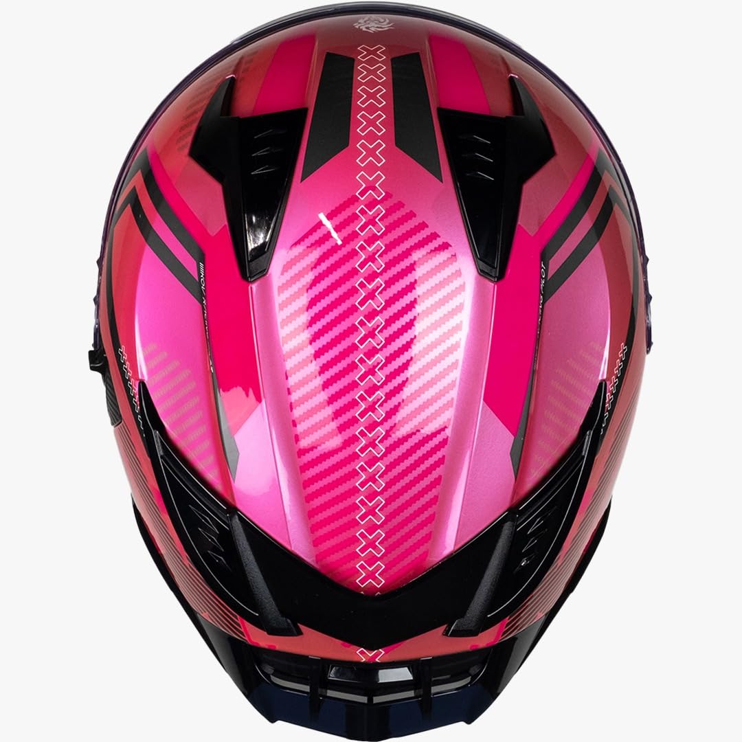 KOV Casco Ares KNOX Rosa/Negro para Moto Integral Certificado Dot