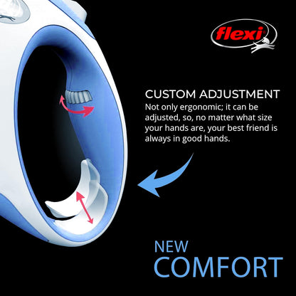 FLEXI - Correa retráctil para Perro (Cinta), ergonómica, Duradera y sin enredos, para Perros de hasta 33 Libras, 15 pies, pequeña, Azul