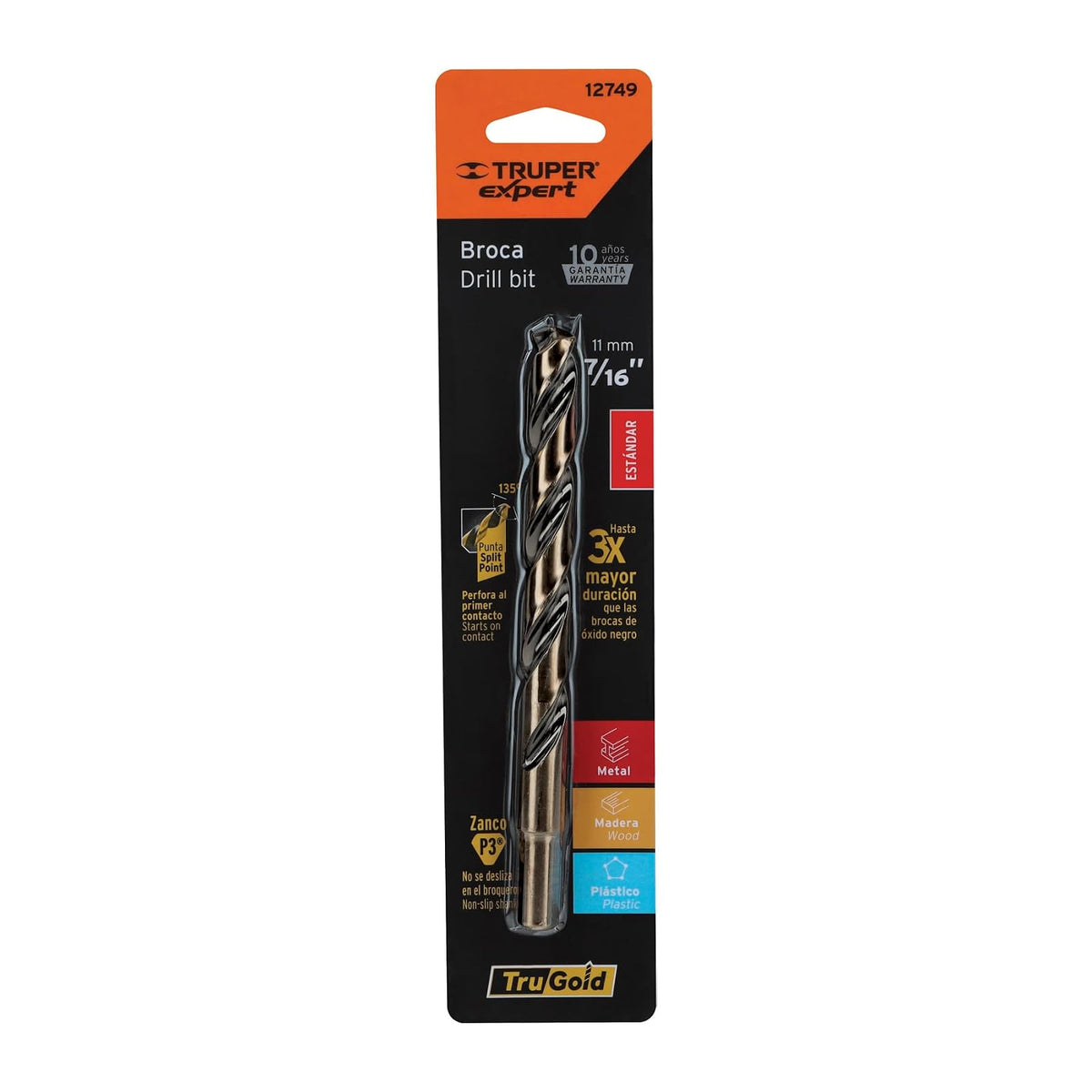 Truper Expert BAV-7/16-B, Broca alta velocidad, Turbo Steel, en blister, 7/16"