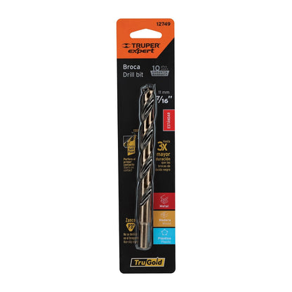 Truper Expert BAV-7/16-B, Broca alta velocidad, Turbo Steel, en blister, 7/16"