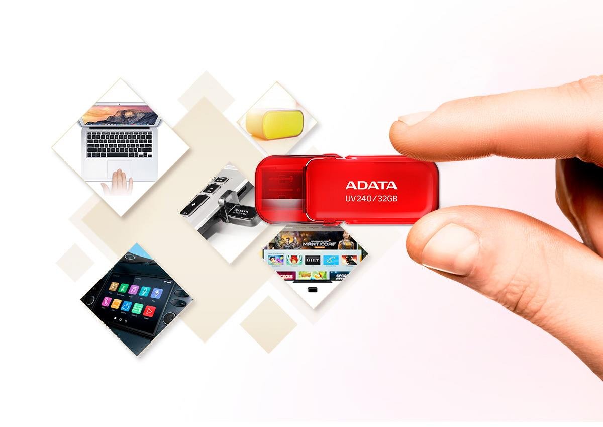 ADATA 64 GB Memoria Flash USB 2.0 con Tapa Retráctil Color Negro (Modelo UV240)