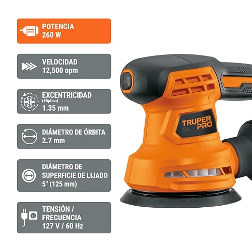 Truper PRO LIRO-5A2, Lijadora roto orbital 5", 260W