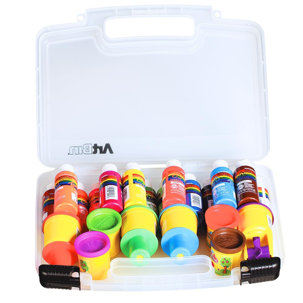 ArtBin Estuche de Transporte de visión rápida, Mediano, 14'', 6 | Pestillos bloqueables, 14 x 3.375 x 10.25 pulgadas, tapa de visión transparente, asa de transporte, portátil, transparente