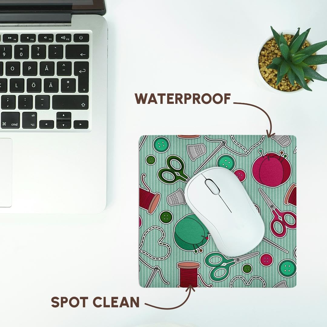 3dRose Sewing Love Print Green Mouse Pad (mp_175382_1)