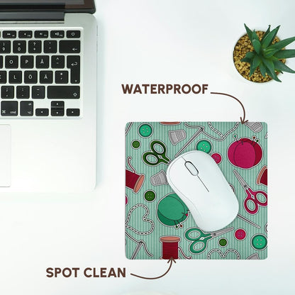 3dRose Sewing Love Print Green Mouse Pad (mp_175382_1)