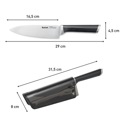 Tefal Ever Sharp Chef K25791, Afilador cuchillo y cuchillo chef de 16,5 cm, mantiene tu hoja afilada, afila antes y después de cada uso, hoja de acero inoxidable, sistema bloqueo inteligente