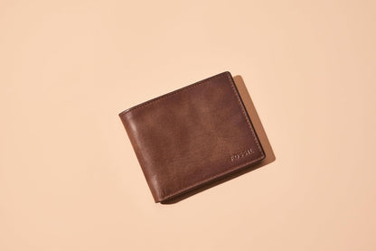 Fossil Men's Derrick Rfid Blocking Flip Id Bifold Leather Wallet
