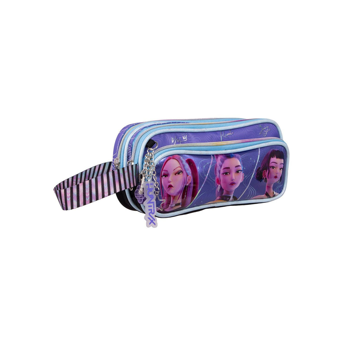 Ruz Lapicera Triple Infantil, Kpop Demon Hunters Cera para Cabello | 100% Poli?ster, Medidas 23 X 10 X 8 Cm, Estuche Escolar para Ni?as con Tres Compartimentos y Pr?ctico Cierre de Cremallera
