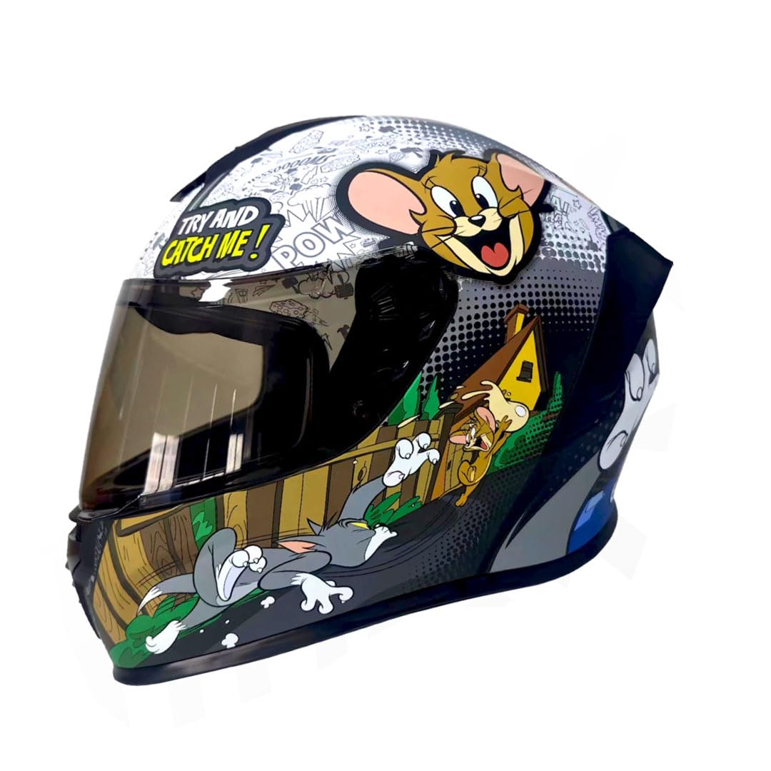 Edge Casco Modular DC para Moto con Doble Visor Antivaho, Certificado DOT - CH - TOM & JERRY