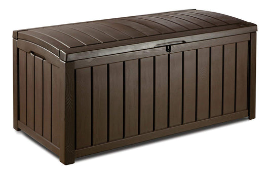 KETER Caja de Almacenamiento Glenwood, 390 Litros, Baul de Jardin, Color Marrón, polipropileno