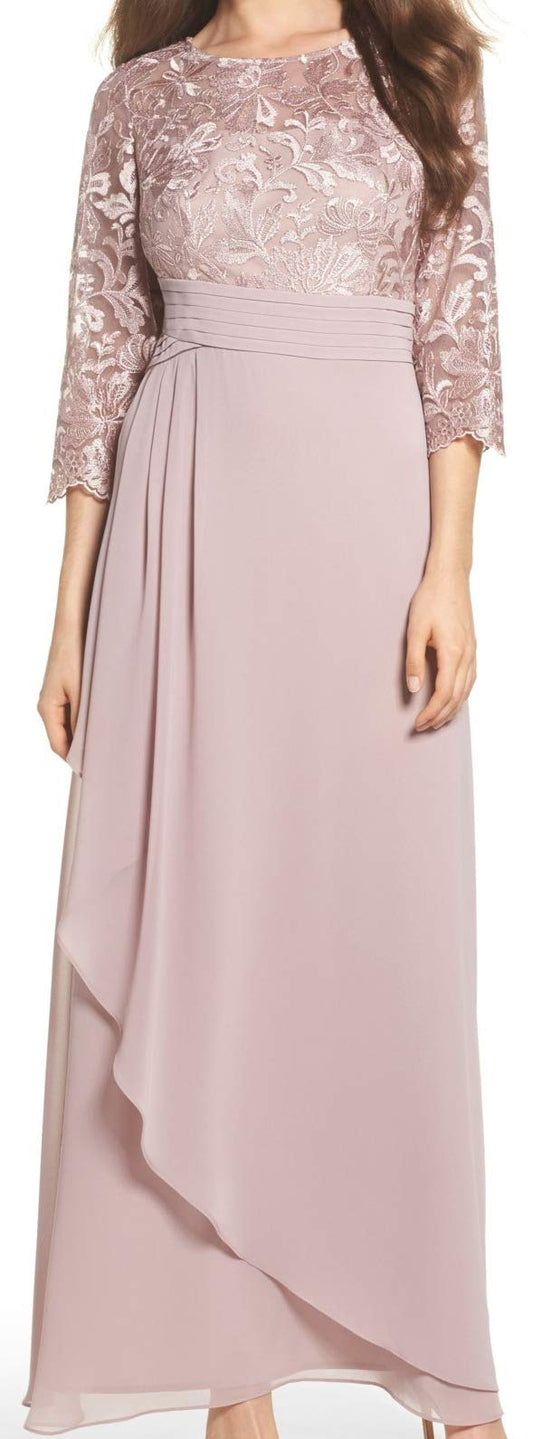 Alex Evenings Vestido Largo de Encaje con Cintura Imperio Vestido para ocasión Especial para Mujer