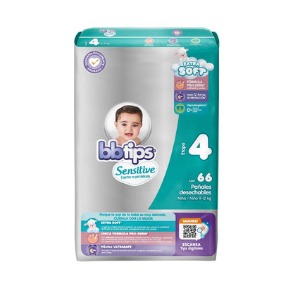 BBtips Sensitive Pañales, Talla Grande/4, 132 Pañales