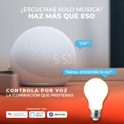 Tecnolite Connect Foco LED Inteligente Filamento A19 WiFi 5.5W - Luz Blanca Dinámica, Atenuable, Bombilla Compatible con Alexa, Google Assistant, Atajos de Siri y App móvil