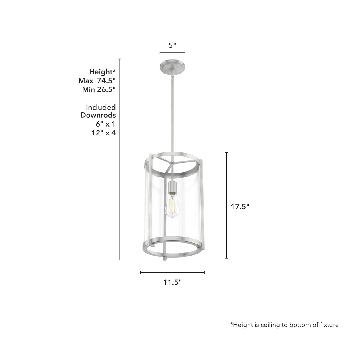 HUNTER, Candelabro Astwood 1 Luz 11 pulgadas