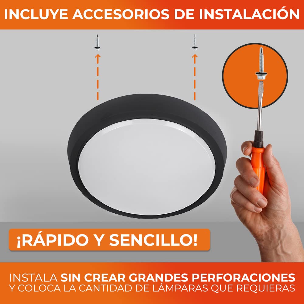 Tecnolite Lámpara Plafón LED de Sobreponer 20 W, Luz Suave Cálida, Interiores, No atenuable, LED integrado