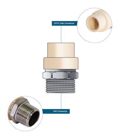 Everflow Supplies SSCPM012-NL 1/2" Lead Free Transition Fitting with a Stainless Steel Male Threaded and with a CPVC Connection