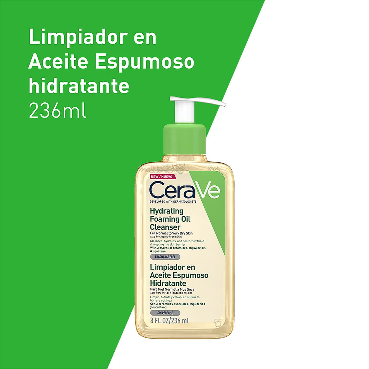 CeraVe Limpiador en Aceite Espumoso Hidratante Piel Normal a Muy Seca 236ml | 8oz