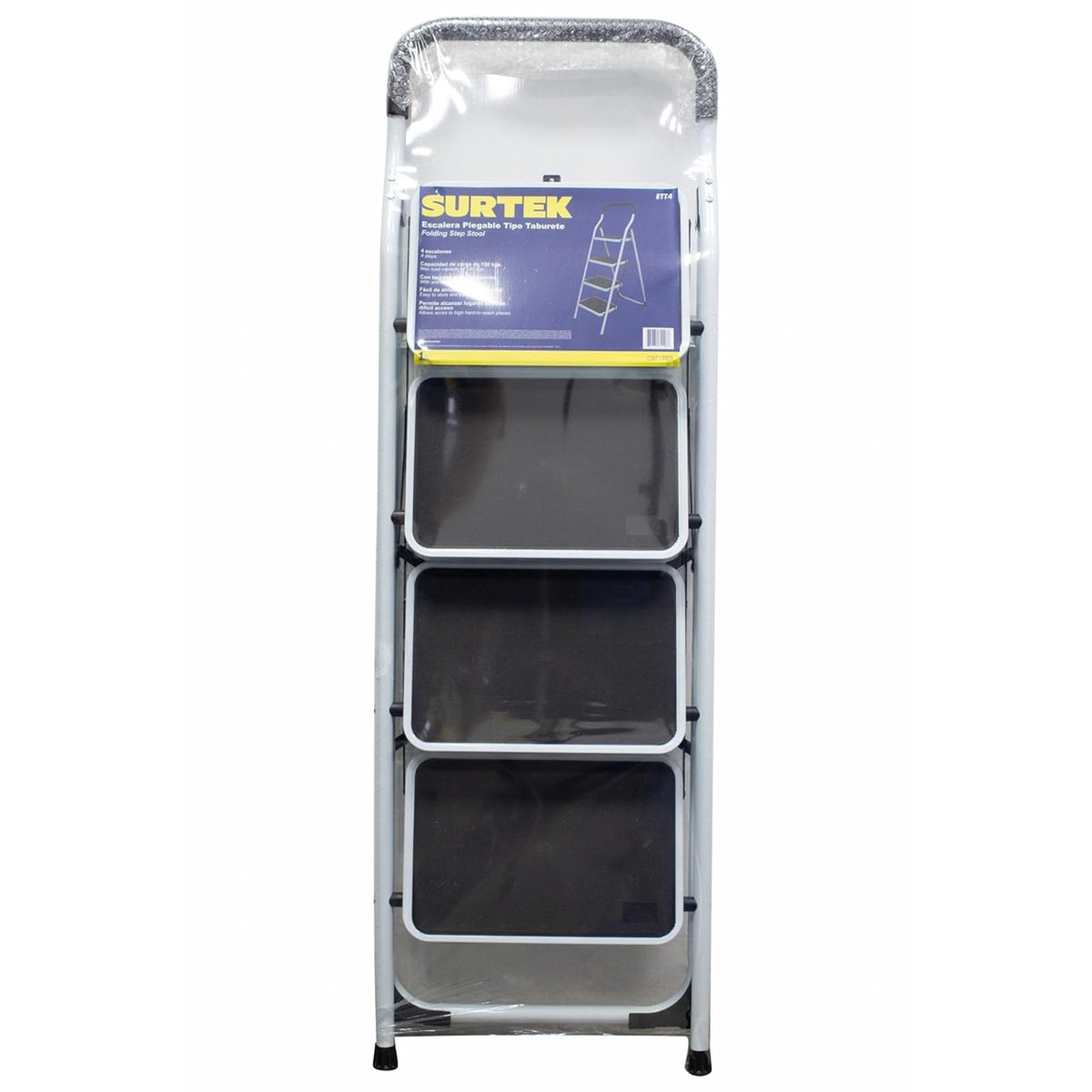 Surtek ETT4 Escalera Tubular Plegable Tipo Taburete de Acero de 4 escalones