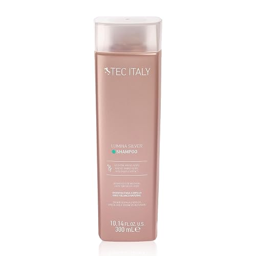 TEC ITALY Lumina Silver Shampoo 300 ml | Shampoo para Cabello Gris o Blanco | Neutraliza Tonos Amarillos, Intensifica Tonos Grises, Aporta Brillo e Hidratación con Ingredientes Naturales