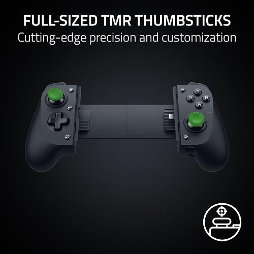 Razer Kishi V3 - Controlador de juegos para iPhone 15 y 16, Android: palillos TMR de tamaño completo - Botones traseros dobles - Se adapta a la mayoría de las fundas de teléfono - Juego con cable y