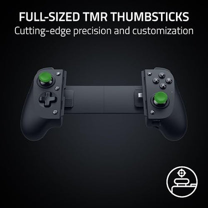 Razer Kishi V3 - Controlador de juegos para iPhone 15 y 16, Android: palillos TMR de tamaño completo - Botones traseros dobles - Se adapta a la mayoría de las fundas de teléfono - Juego con cable y