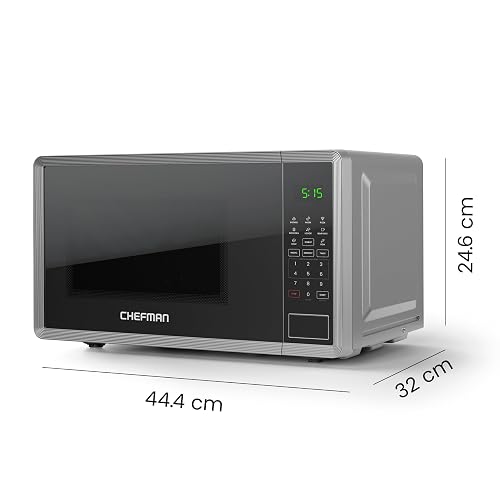 Chefman Horno De Microondas 0.7 Pies Cúbicos 8 Menús automaticos de 1150 vatios con 10 niveles de potencia, modo ecológico, memoria, función de silencio