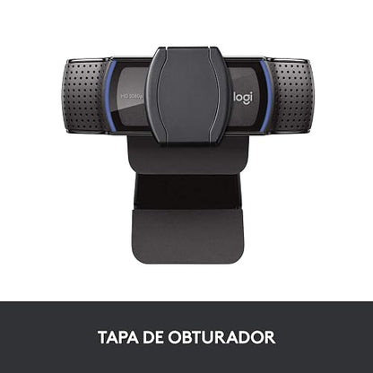 Logitech C920s HD Pro Webcam, Camara para PC con Tapa de Privacidad, Videoconferencias 108ОР Full HD, Sonido Estéreo, Corrección de lluminación, Negra