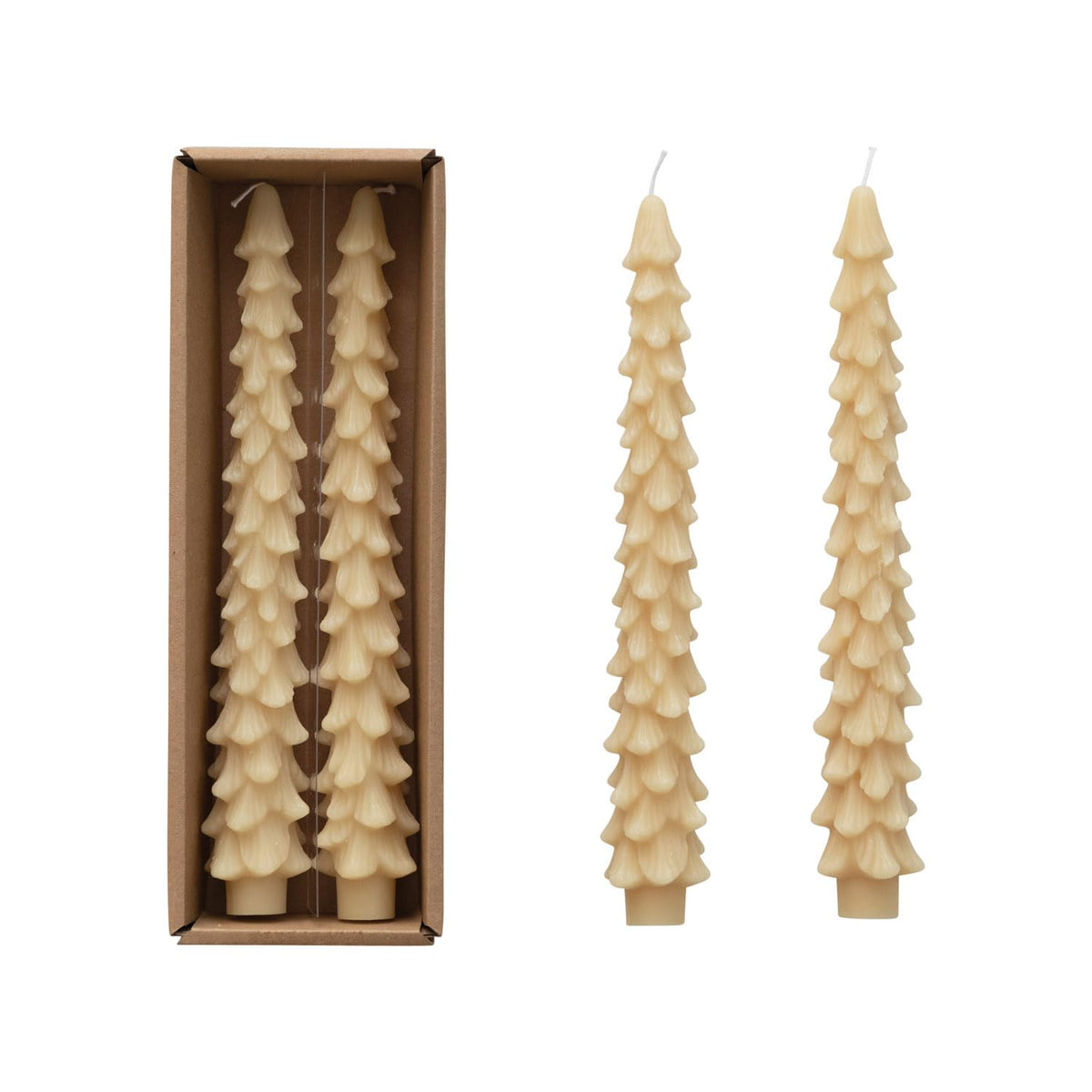 Creative Co-Op Velas Cónicas Decorativas, Juego de 2 - Eggnog Beige - 10 inches