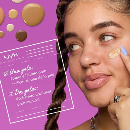 NYX Professional Makeup Bare With Me Concealer Serum, suero + corrector ligero de cobertura media con fórmula vegana, hidratación hasta por 24H, 9.6ml – Tono Sand (Arena)