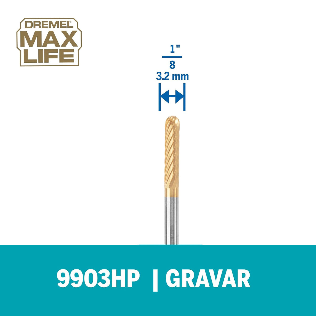 Broca de carburo de tungsteno para tallar Dremel Max Life de 1/8" (3,2 mm)