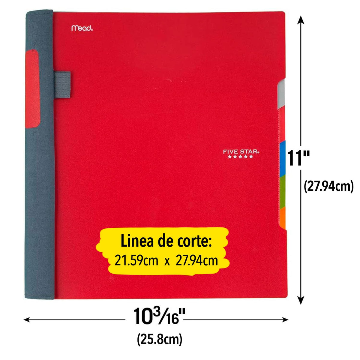 Five Star Cuaderno de 3 materias, 150 hojas, 1 paquete