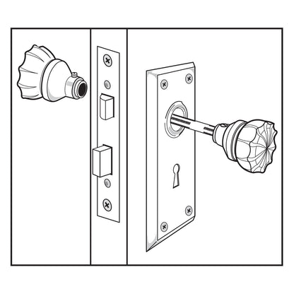 Prime-Line E 2294 Kit de montaje de cerradura de mortaja para interiores de estilo clásico, acero fundido, acabado chapado en latón, llave de esqueleto antigua, parte posterior, eje cuadrado máximo de