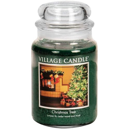 Village Candle - Tarro de boticario de vidrio grande para árbol de Navidad, 26 onzas, color verde