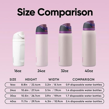 Owala FreeSip Insulated Stainless Steel Water Bottle with Straw for Sports and Travel, BPA-Free, 24oz, Dreamy Field
