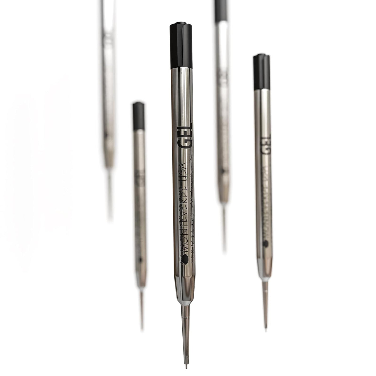 Monteverde Recambios de gel sin tapa para adaptarse a bolígrafos estilo Parker, punta de aguja extrafina de 0,5 mm, negro, paquete de 2, tecnología de escritura suave para Parker, Conklin, Schmidt y