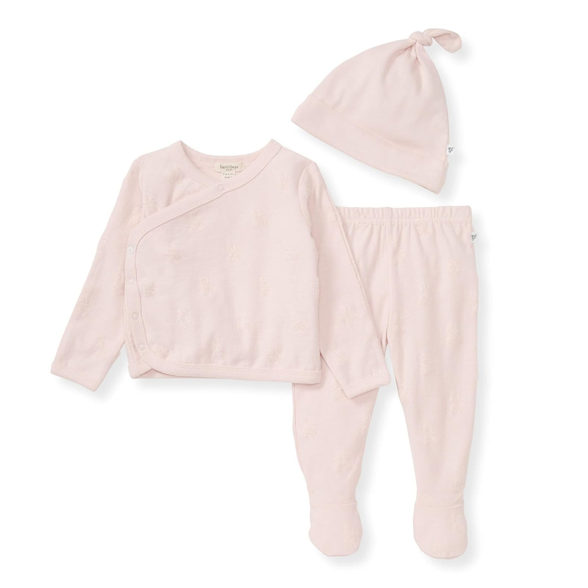 Burt's Bees Baby Baby Baby Girls - Conjunto unisex para bebé Take Me Home de 3 piezas, parte superior, pantalón y sombrero