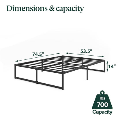 Zinus 35 cm ABEL Estructura de Cama con Plataforma metálica/Base de colchón con Soporte de láminas de Acero/Montaje Sencillo/Cama en una Caja/Muebles de Dormitorio/Base de Cama matrimonial