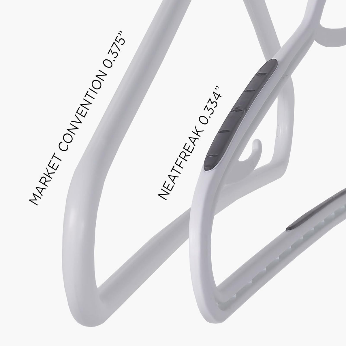 neatfreak - Juego de 10 Perchas Antideslizantes Delgadas para Ahorrar Espacio con Ganchos de lencería y Pantalones/Barra de Accesorios, Ganchos patentados de plástico Blanco con Marco W