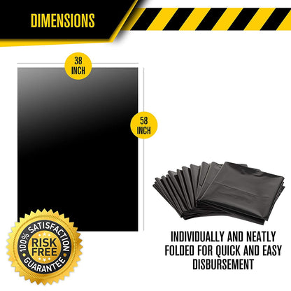 Heavy Duty 55 Gallon Drum Liners - (Large 50 Pack /w Ties) - 2 MIL Industrial Strength Plastic 22' x 16' x 28' Professional Black Garbage Bags for Construction, Contractors, Lawn, Leaf, Yard, and More