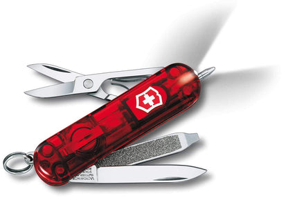 Victorinox Navaja Signature Lite con Luz Led, Roja Transparente, 7 Usos
