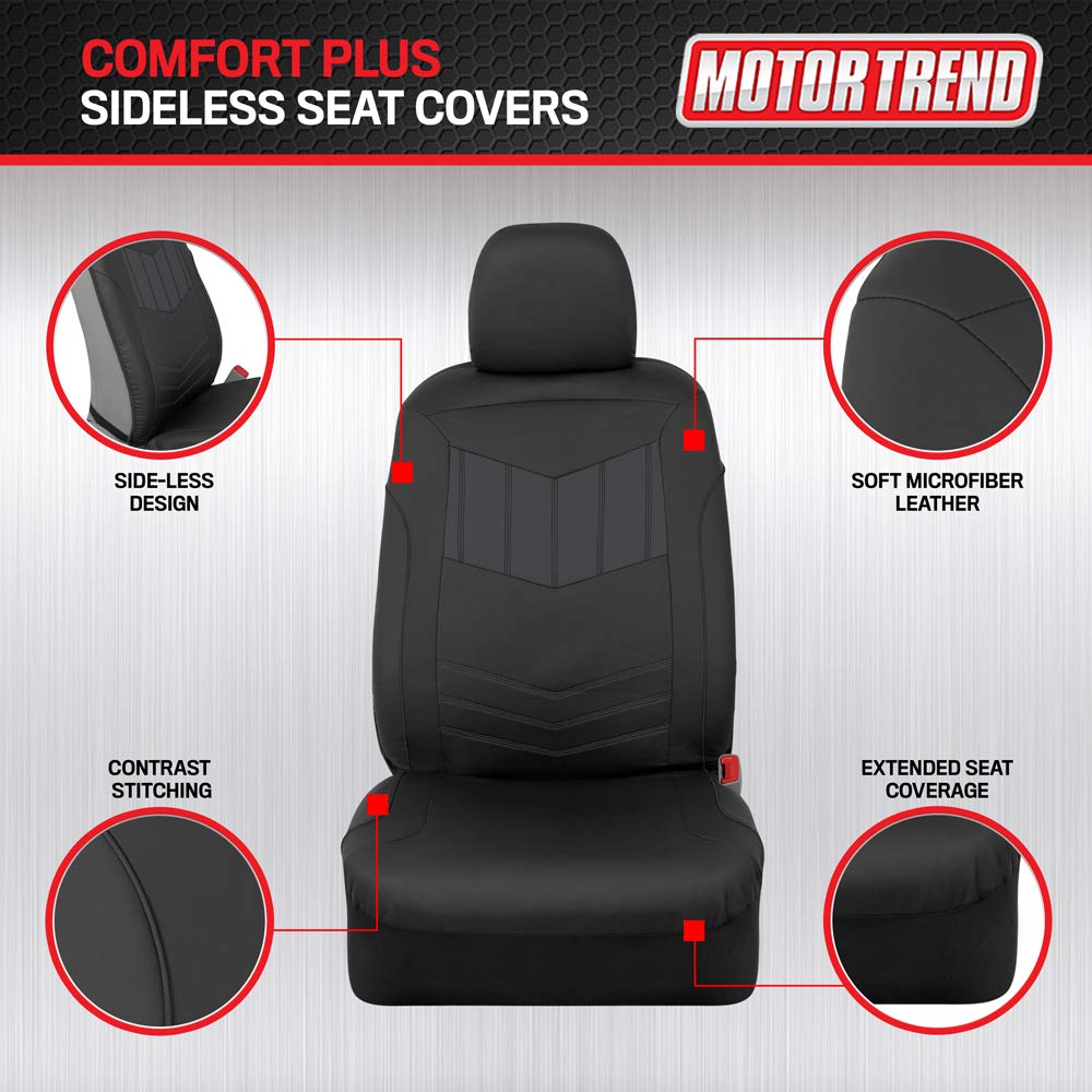 Motor Trend Super Sport - Fundas de Asiento de Piel sintética Gris para Asientos Delanteros, diseño Moderno de Dos Tonos, Protectores de Asiento fáciles de Instalar, Fundas Interiores para Automóvil,